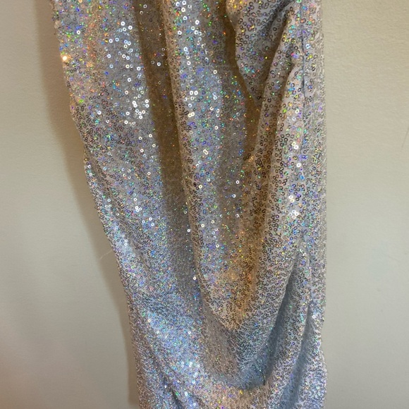 Grace Karin Sparkling Sequins Silver Party Cocktail Dress Medium - Picture 3 of 7